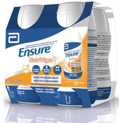 ENSURE NUTRIVIGOR BATIDO VAINILLA - PACK DE 4 BOTELLAS X 220 ML