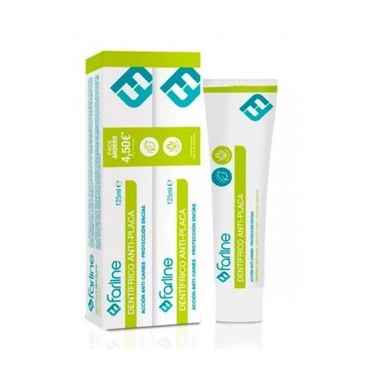 FARLINE DENTÍFRICO ANTIPLACA MENTA CON ALOE VERA DUPLO 2 X 125ML