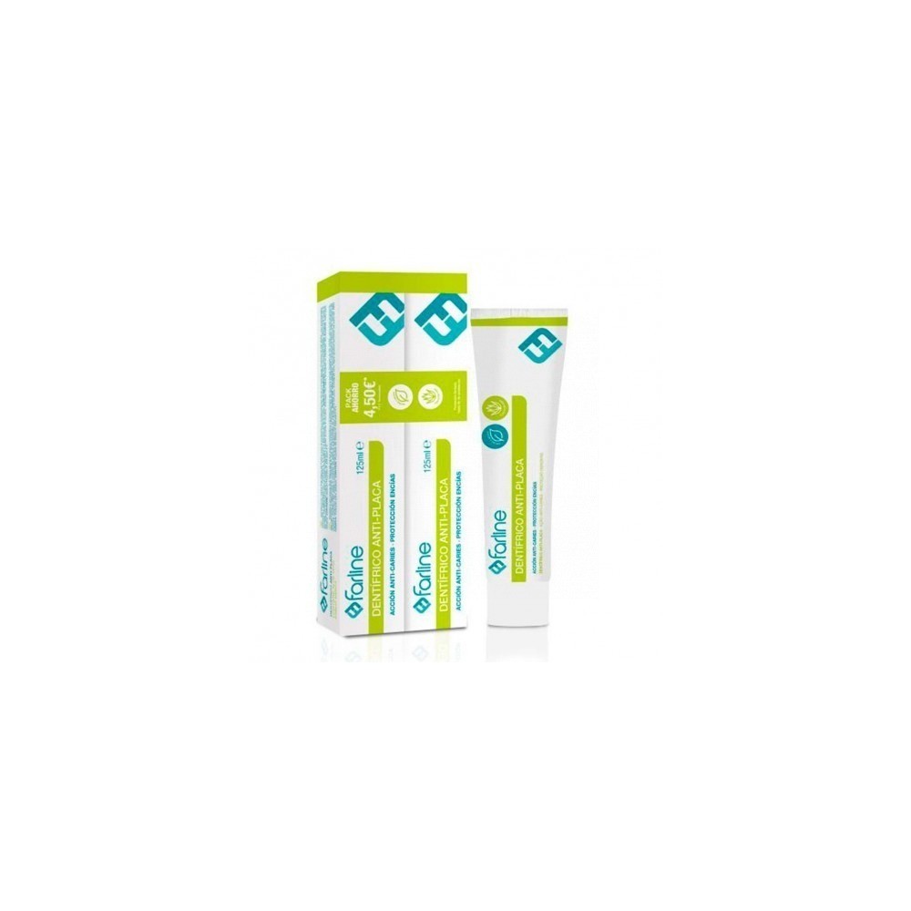 FARLINE DENTÍFRICO ANTIPLACA MENTA CON ALOE VERA DUPLO 2 X 125ML