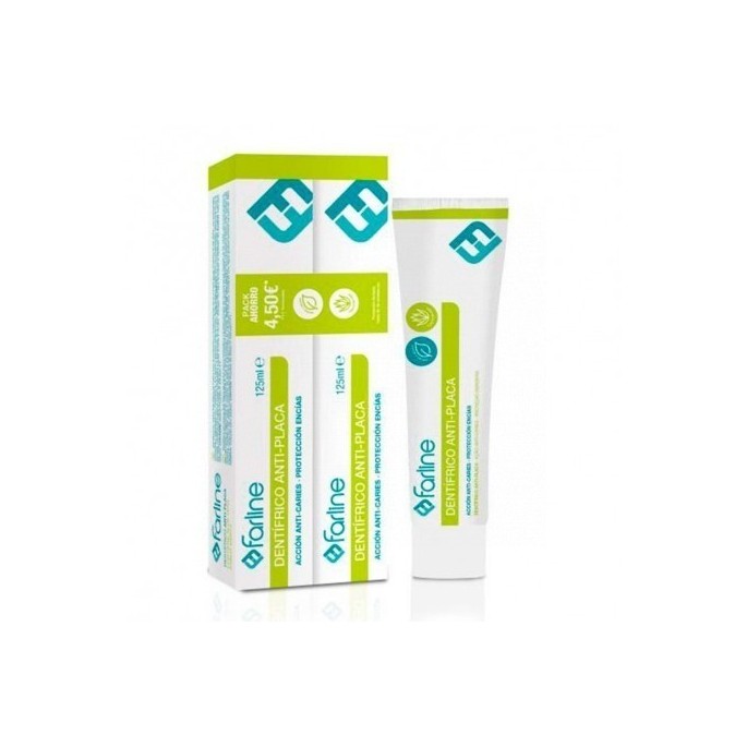 FARLINE DENTÍFRICO ANTIPLACA MENTA CON ALOE VERA DUPLO 2 X 125ML